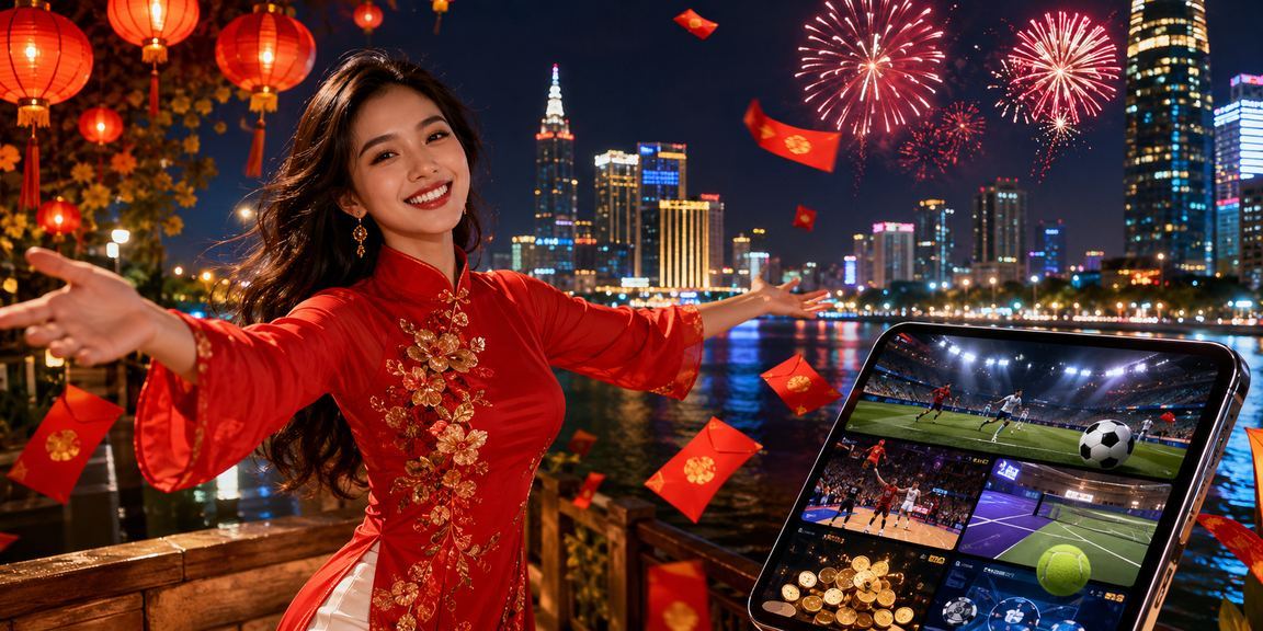 Không gian đèn lồng Tết tại TP. Hồ Chí Minh, người dùng nhận thưởng và tham gia hoạt động giải trí dịp lễ